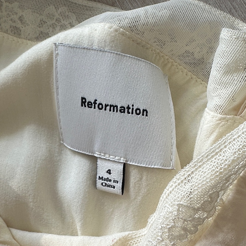 Reformation Cleodora Cream Lace-Trim Mini dress - Picture 9 of 9